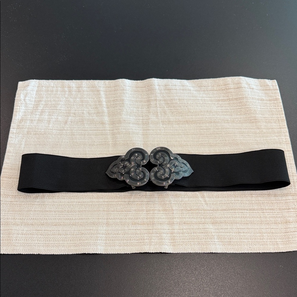 Elegant Black Belt with Decorative Clasp